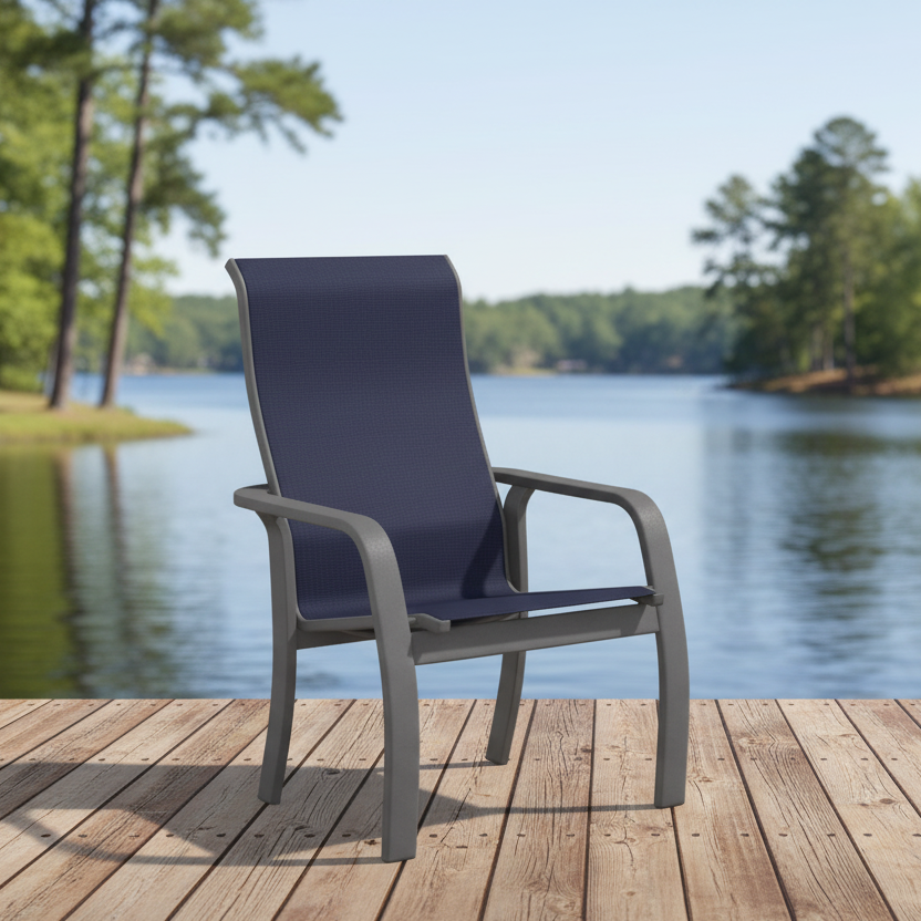 Telescope Casual Soho Sling Aluminum Outdoor Stacking Supreme Arm Chair