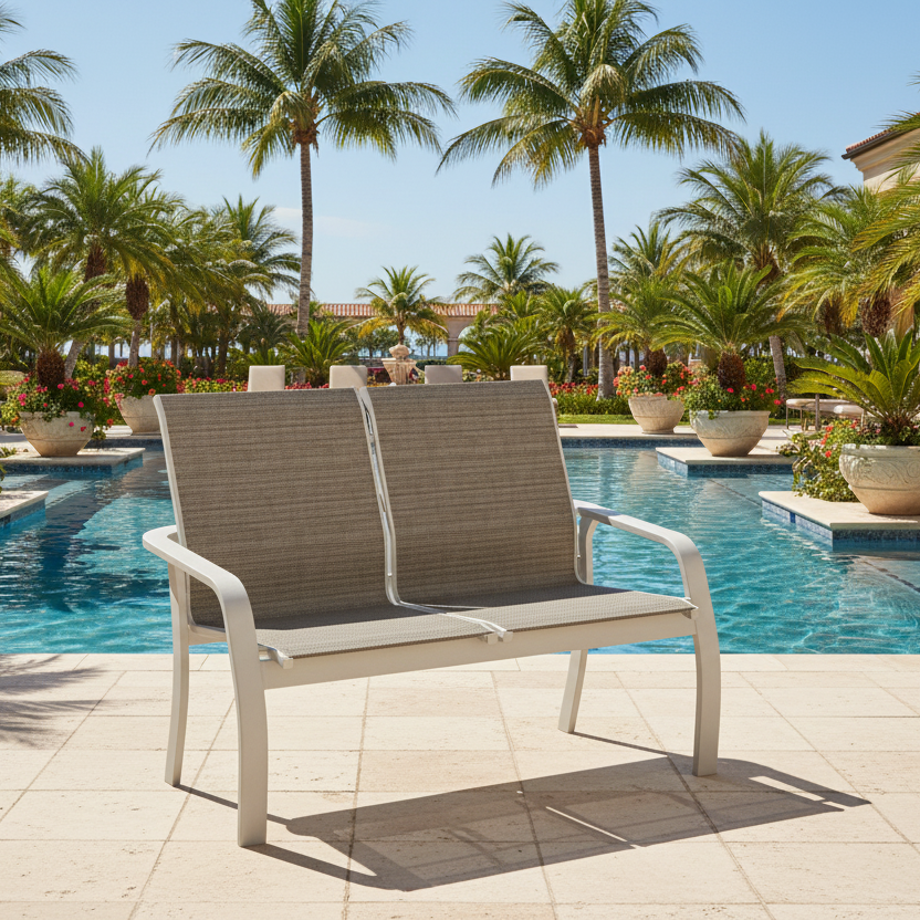 Telescope Casual Soho Sling Aluminum Outdoor Stacking Two-Seat Loveseat