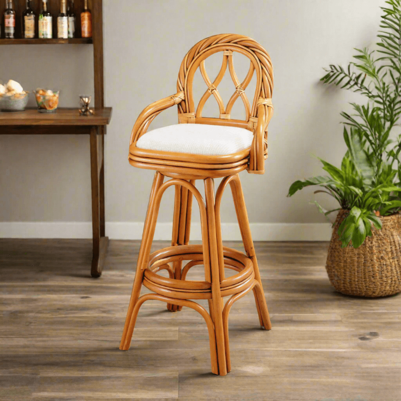 South Sea Rattan New Twist Indoor Barstool - 30 Inch