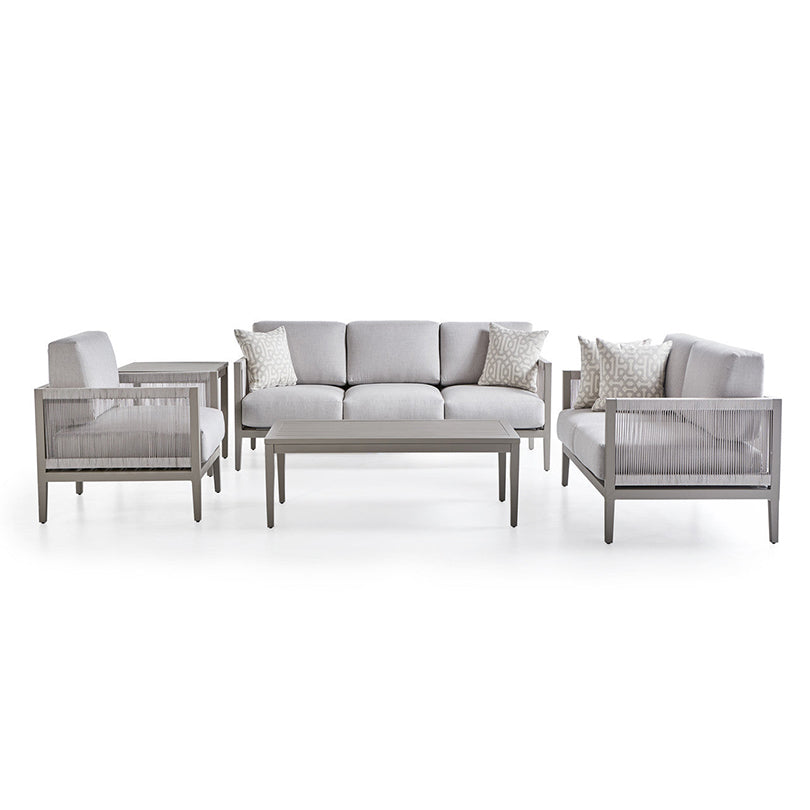South Sea Rattan Nicole Aluminum With Marine Rope Wrapping 5 Piece Outdoor Living Set