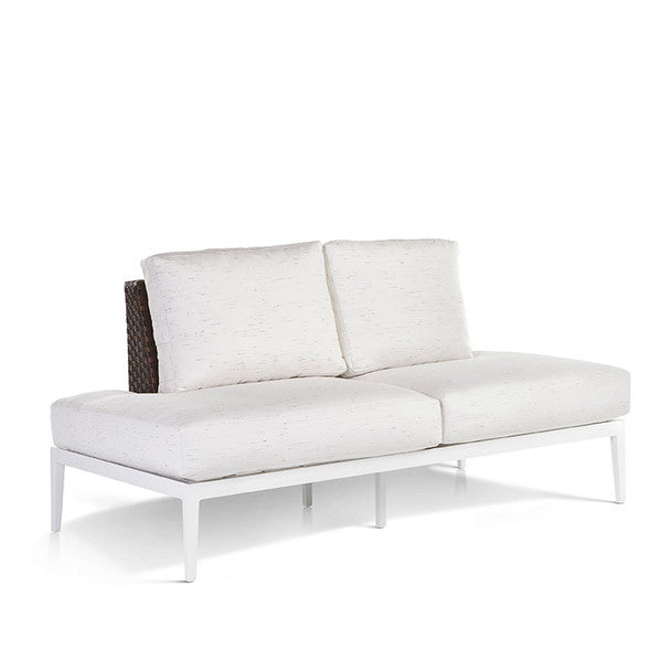 South Sea Rattan Stevie Wicker Loveseat With Right Side Wraparound Cushions
