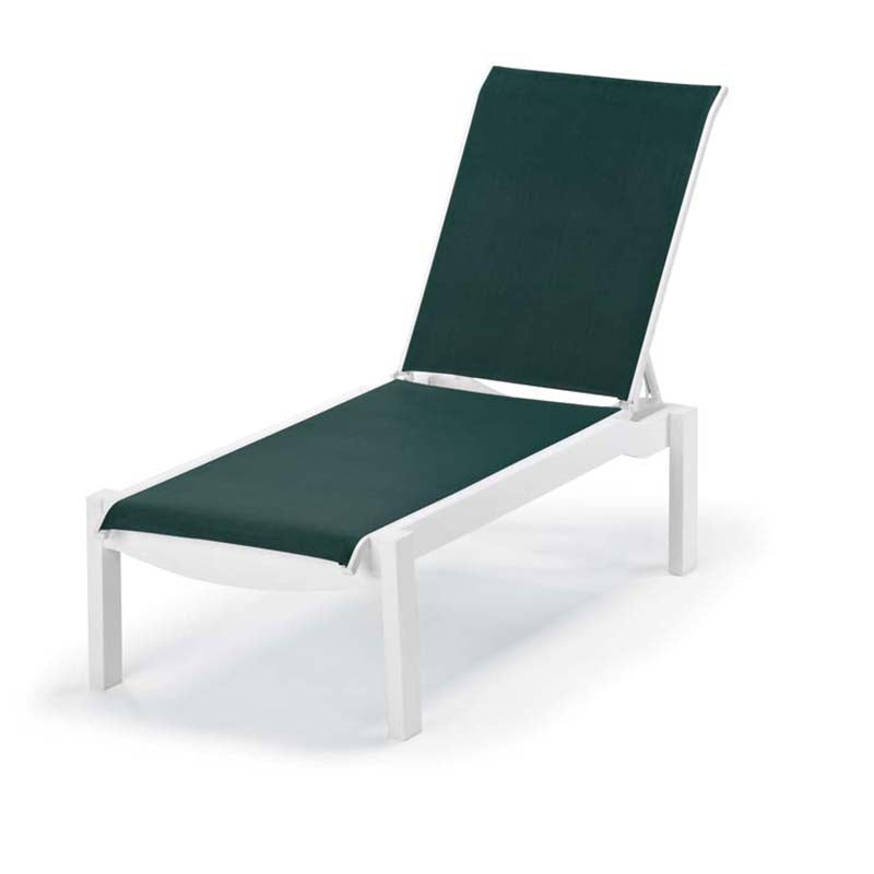 Telescope Casual Leeward MGP Sling Outdoor Lay-Flat Stacking Armless Chaise w/ Wheels