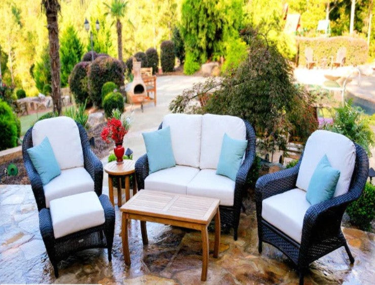 Tortuga Outdoor Sea Pines Resin Wicker with Teak Coffee Table & Sofa Set