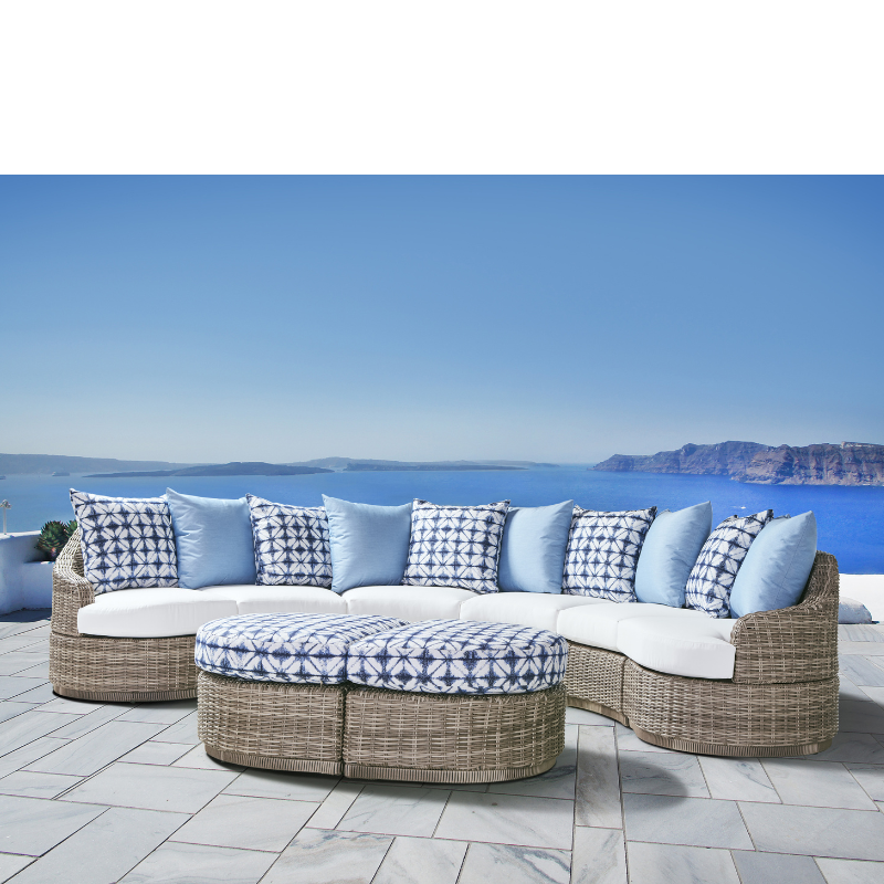 South Sea Rattan Luna Cove Wicker Sectional 8 Piece Lounge Set