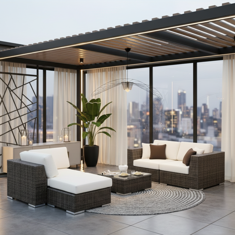 Hospitality Rattan Atlantis 5-Piece Modular Sectional Deep Seating Set