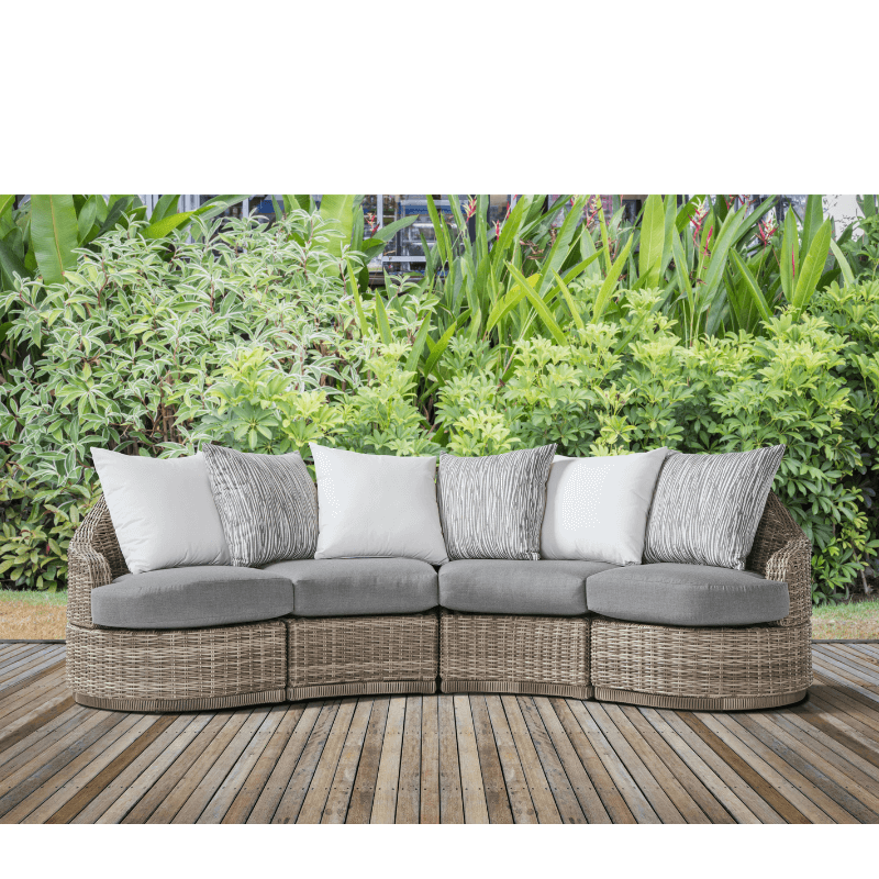 South Sea Rattan Luna Cove Wicker Sectional 4 Piece Lounge Set