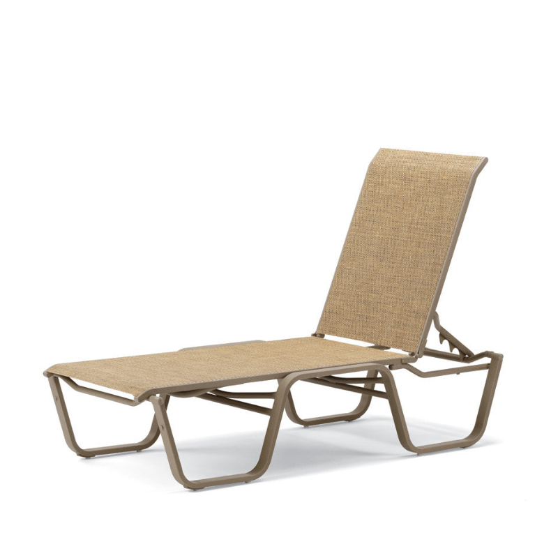 Telescope Casual Aruba II Aluminum Sling Outdoor 4-Position Stacking Armless Lay Flat Chaise