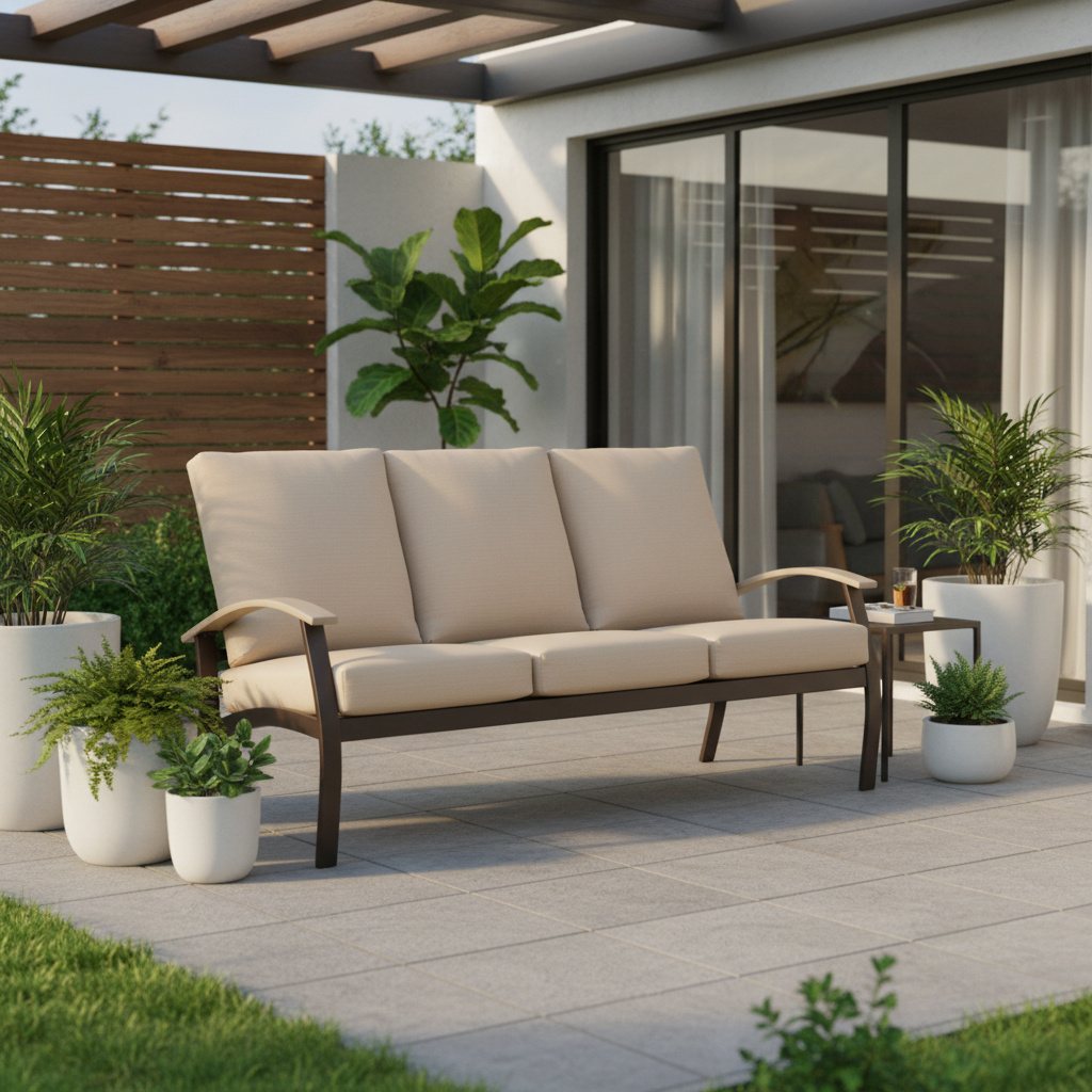 Telescope Casual Belle Isle Cushion Aluminum Outdoor 3-Person Sofa