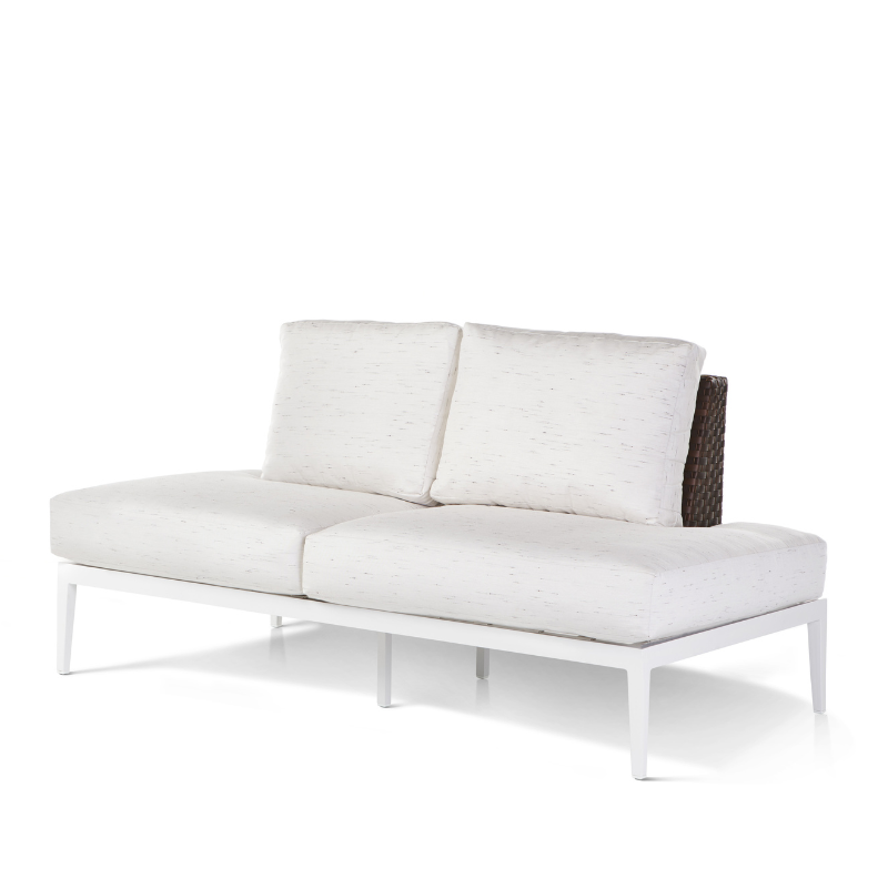 South Sea Rattan Stevie Wicker Loveseat With Left Side Wraparound Cushions
