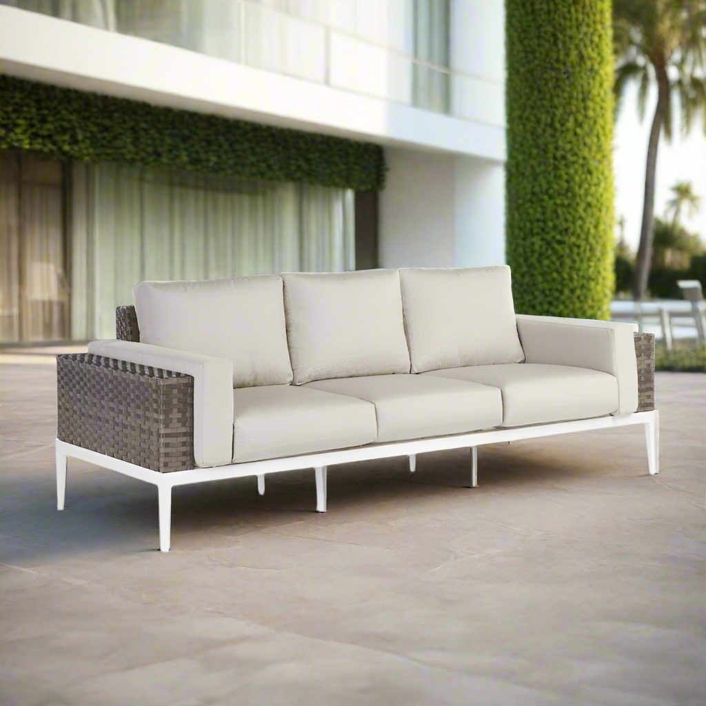 South Sea Rattan Stevie Wicker Sofa With Arm Bolsters