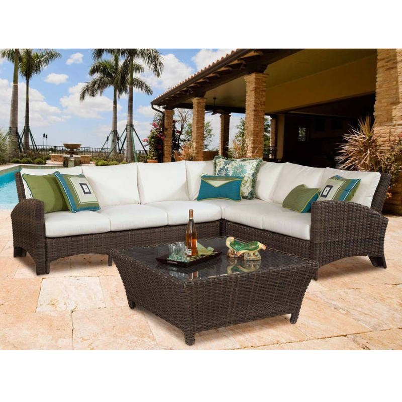 South Sea Rattan Panama Resin Wicker Sectional Set