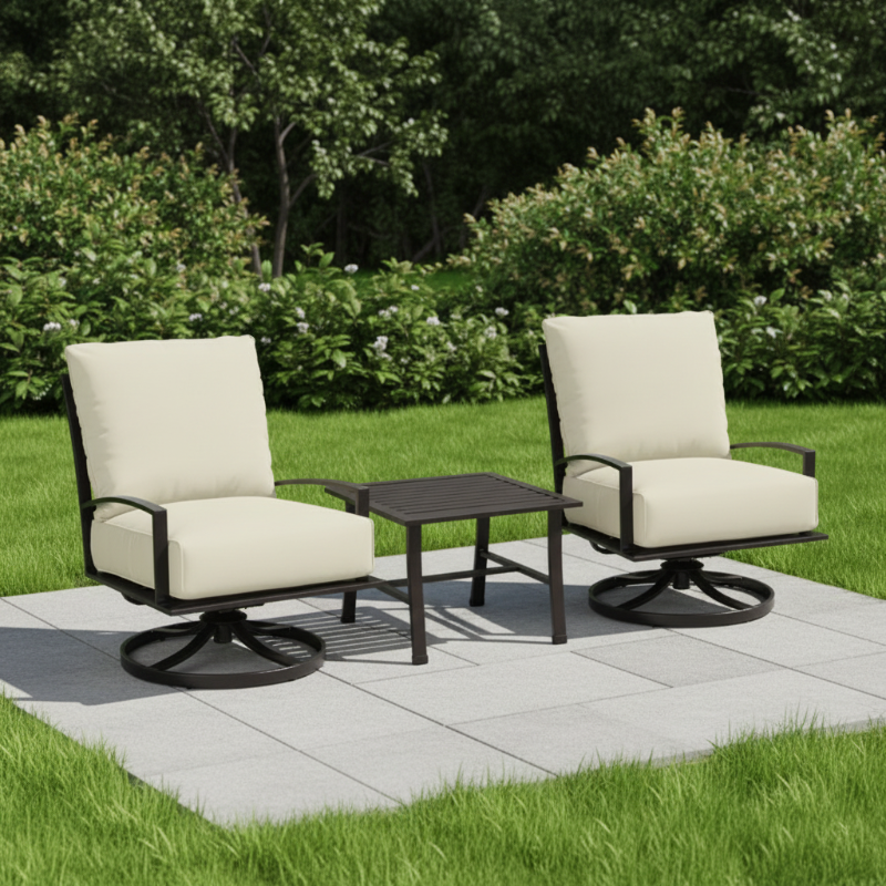 Sunset West La Jolla Swivel Club Chairs With End Table