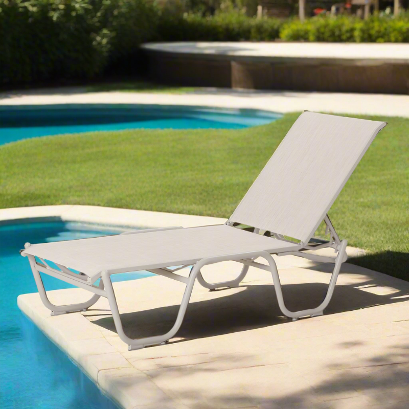 Telescope Casual Gardenella Sling Aluminum Outdoor 16" High Bed Stacking Armless Chaise