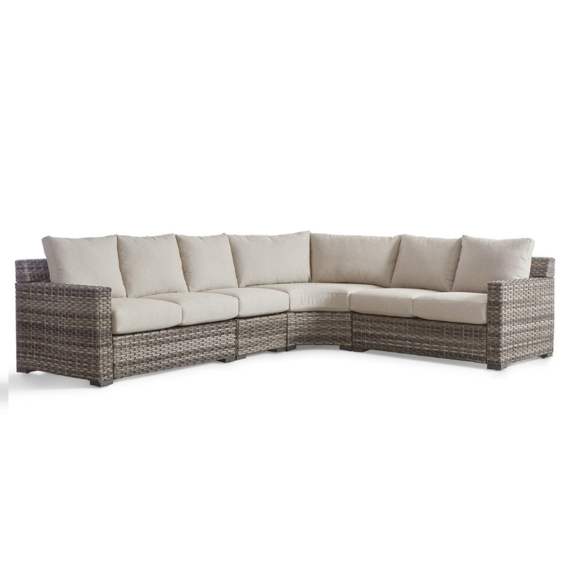 South Sea Rattan New Java Resin Wicker 4 Piece Outdoor Wedge Corner Sectional Sofa