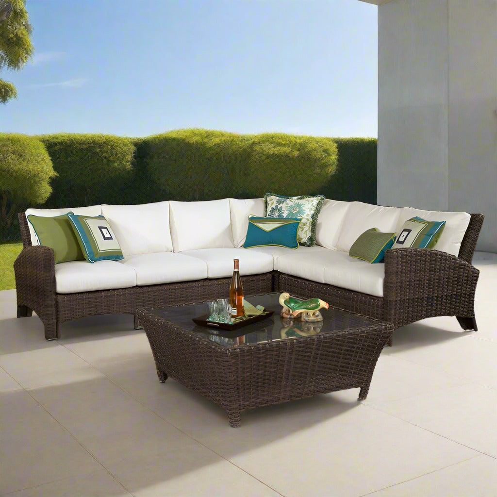 South Sea Rattan Panama Resin Wicker Sectional Set
