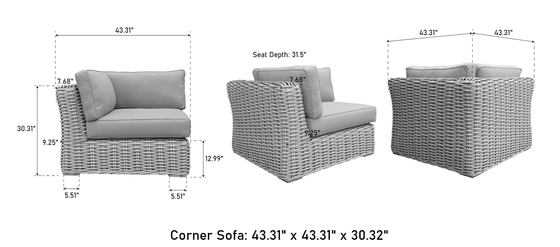 OUTSY Alejandra 6-Piece Outdoor Wicker Furniture Set with Coffee Table in White/Grey