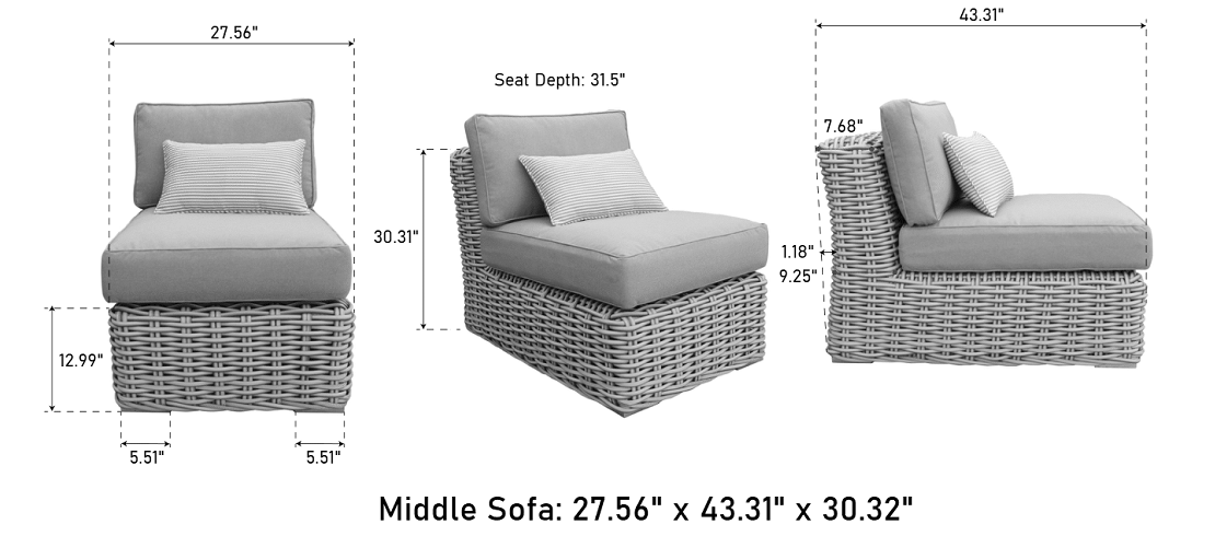 OUTSY Alejandra 6-Piece Outdoor Wicker Furniture Set with Coffee Table in White/Grey