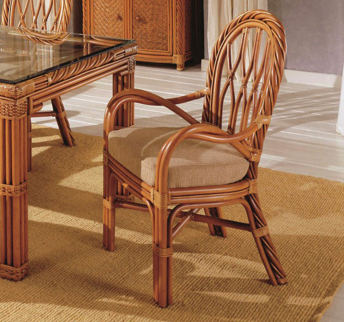 South Sea Rattan New Twist Indoor Dining Arm Chair