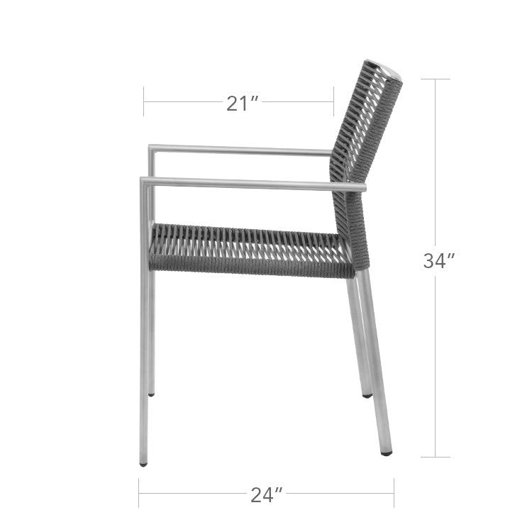 DecoScape Avalon Aluminum Rope Dining Arm Chair