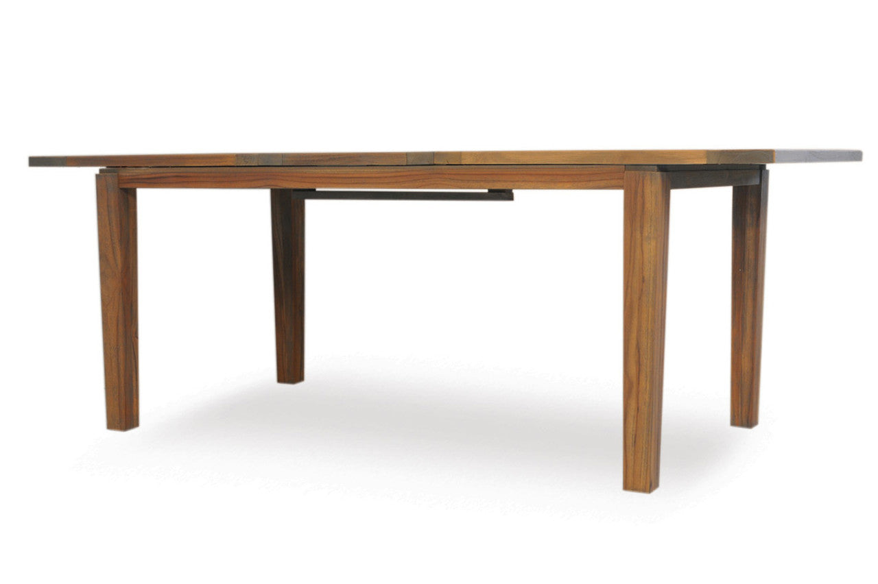 Lloyd Flanders Teak 63-84" Butterfly Leaf Umbrella Dining Table