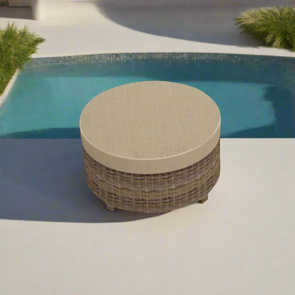 Forever Patio Cypress Wicker Round Ottoman