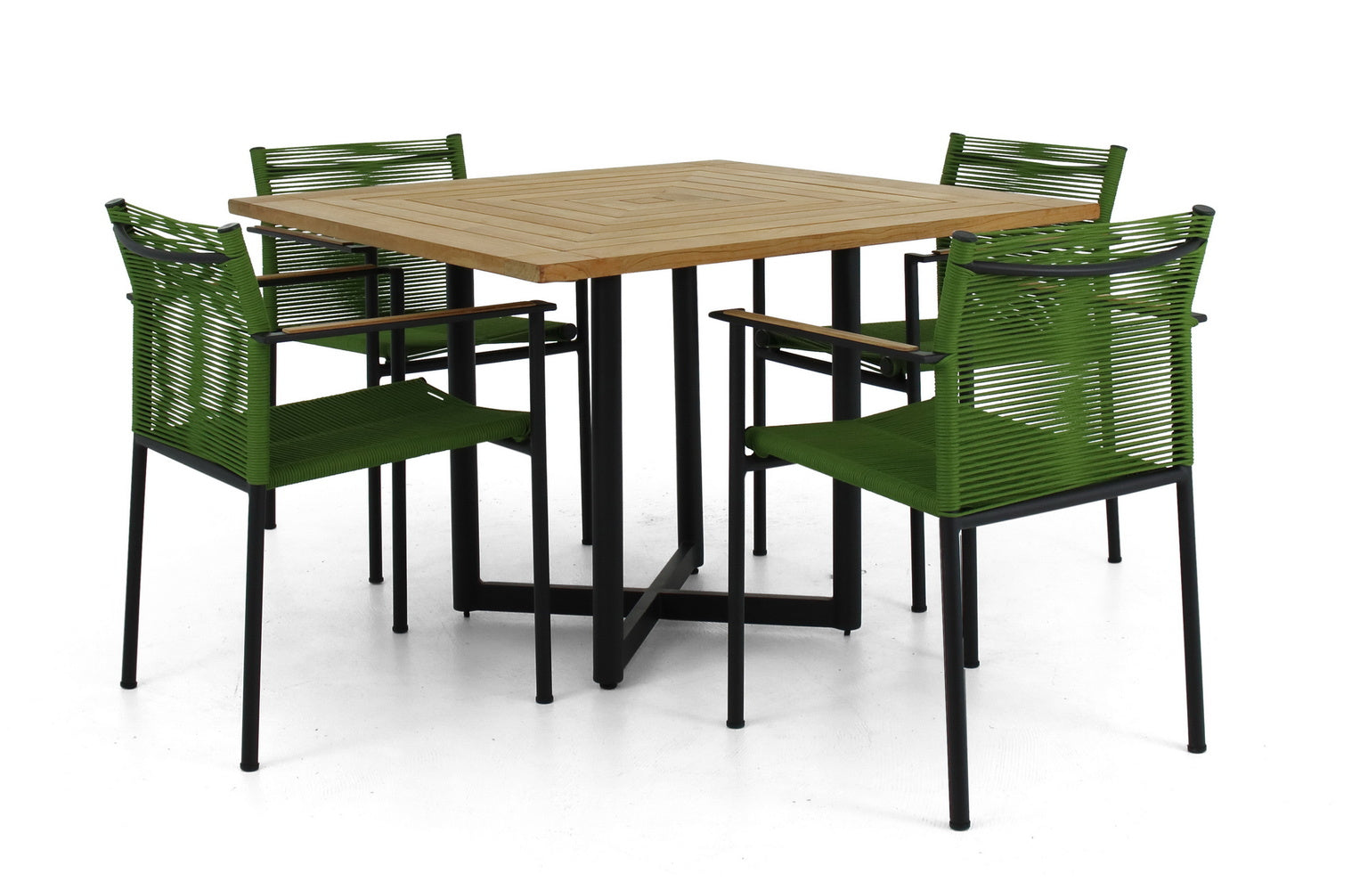Alfresco Home Jakarta 43" Square Teak With Umbrella Hole Dining Table