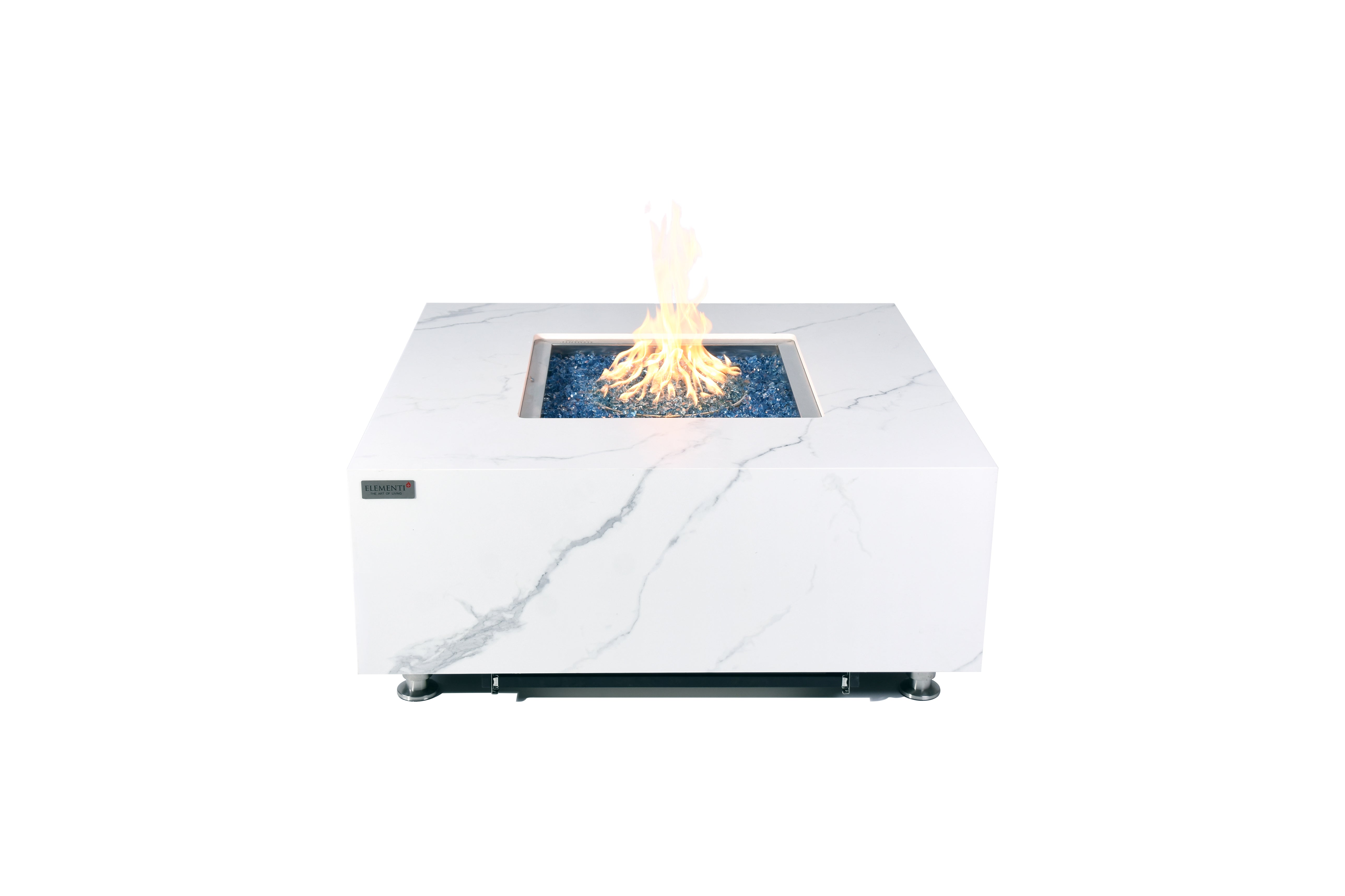 Elementi Plus Bianco Marble Porcelain Fire Table