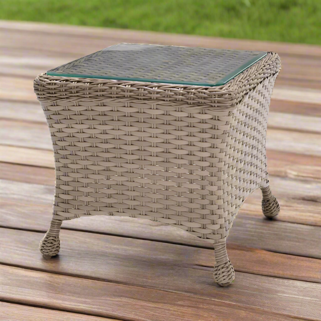 Forever Patio Sorrento Square End Table with Glass by NorthCape International