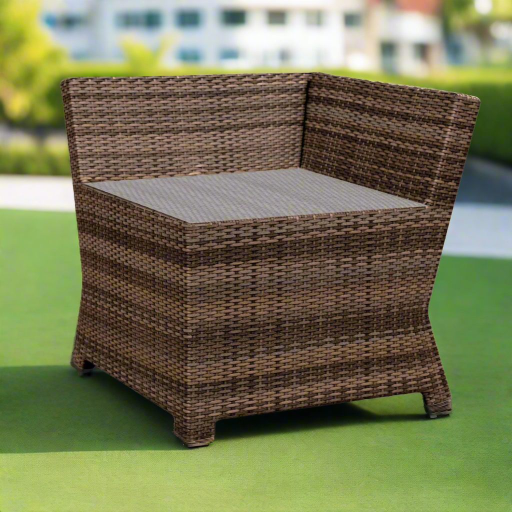 Forever Patio Brookside Wicker Corner End Table With Glass Top
