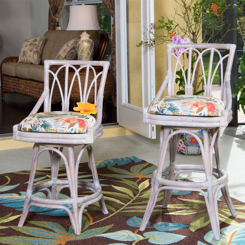 Alexander & Sheridan Cuba Rattan Indoor 24" Armless Bar stool