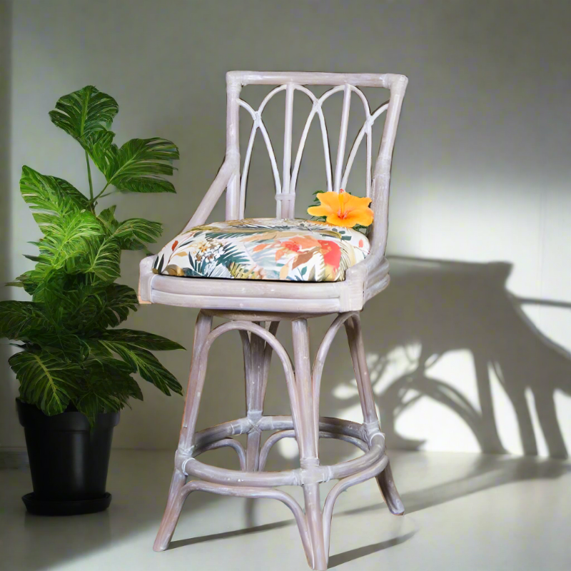 Alexander & Sheridan Cuba Rattan Indoor 24" Armless Bar stool