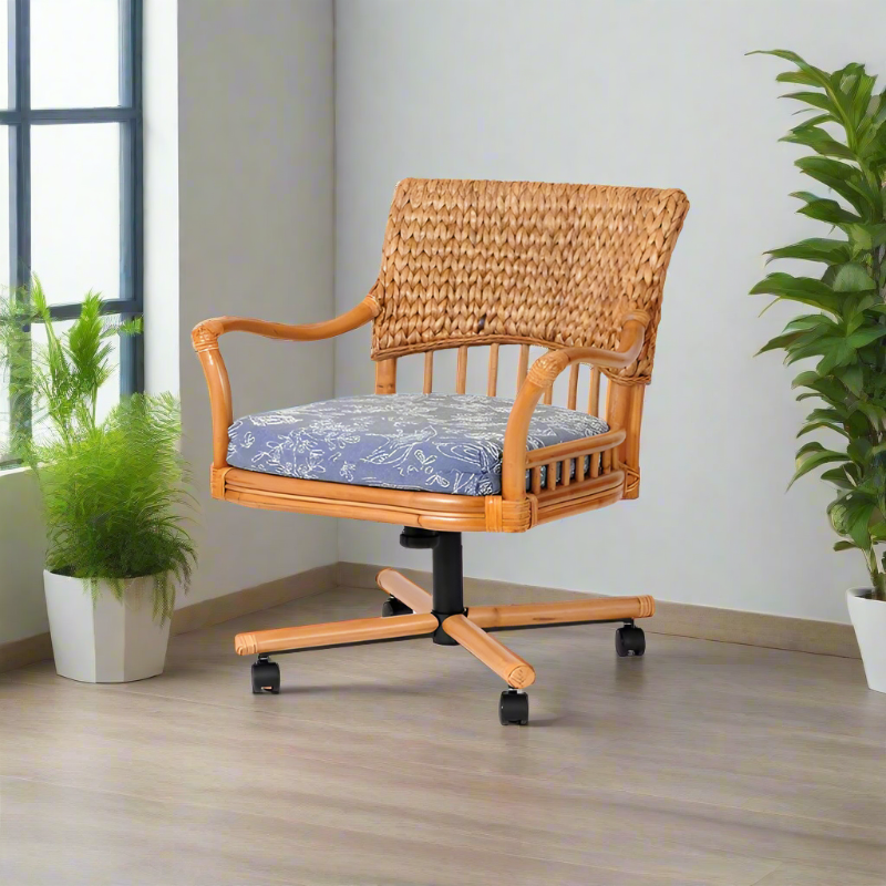 Alexander & Sheridan Key Largo Rattan Indoor Tilt Swivel Caster Dining Chair