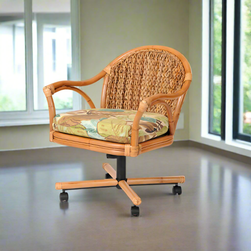 Alexander & Sheridan Panama Rattan Indoor Tilt Swivel Caster Dining Chair