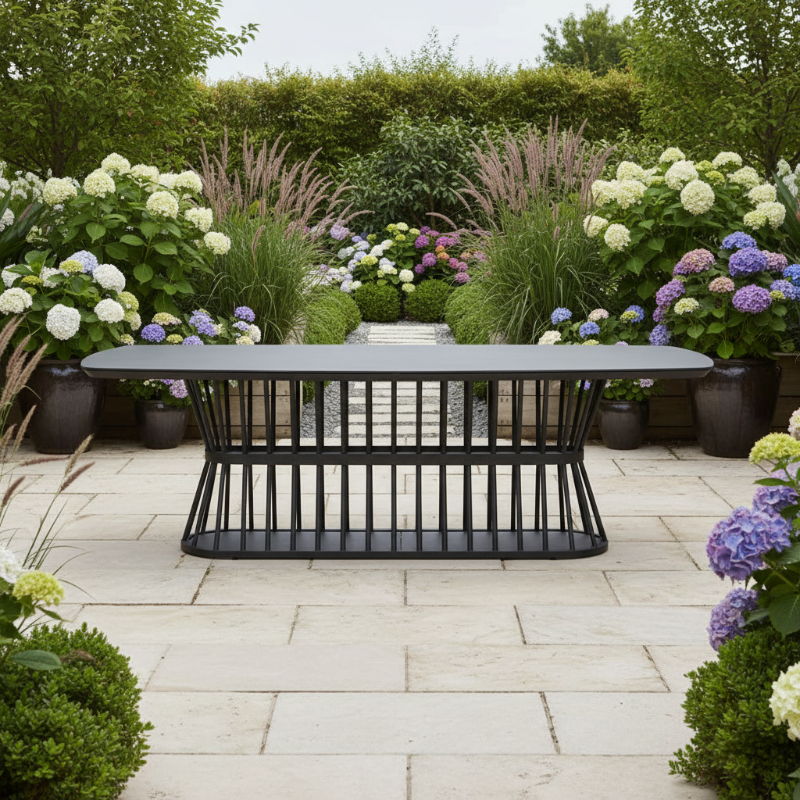 Lloyd Flanders Escape Aluminum 86.5" Boat Shaped Dining Table