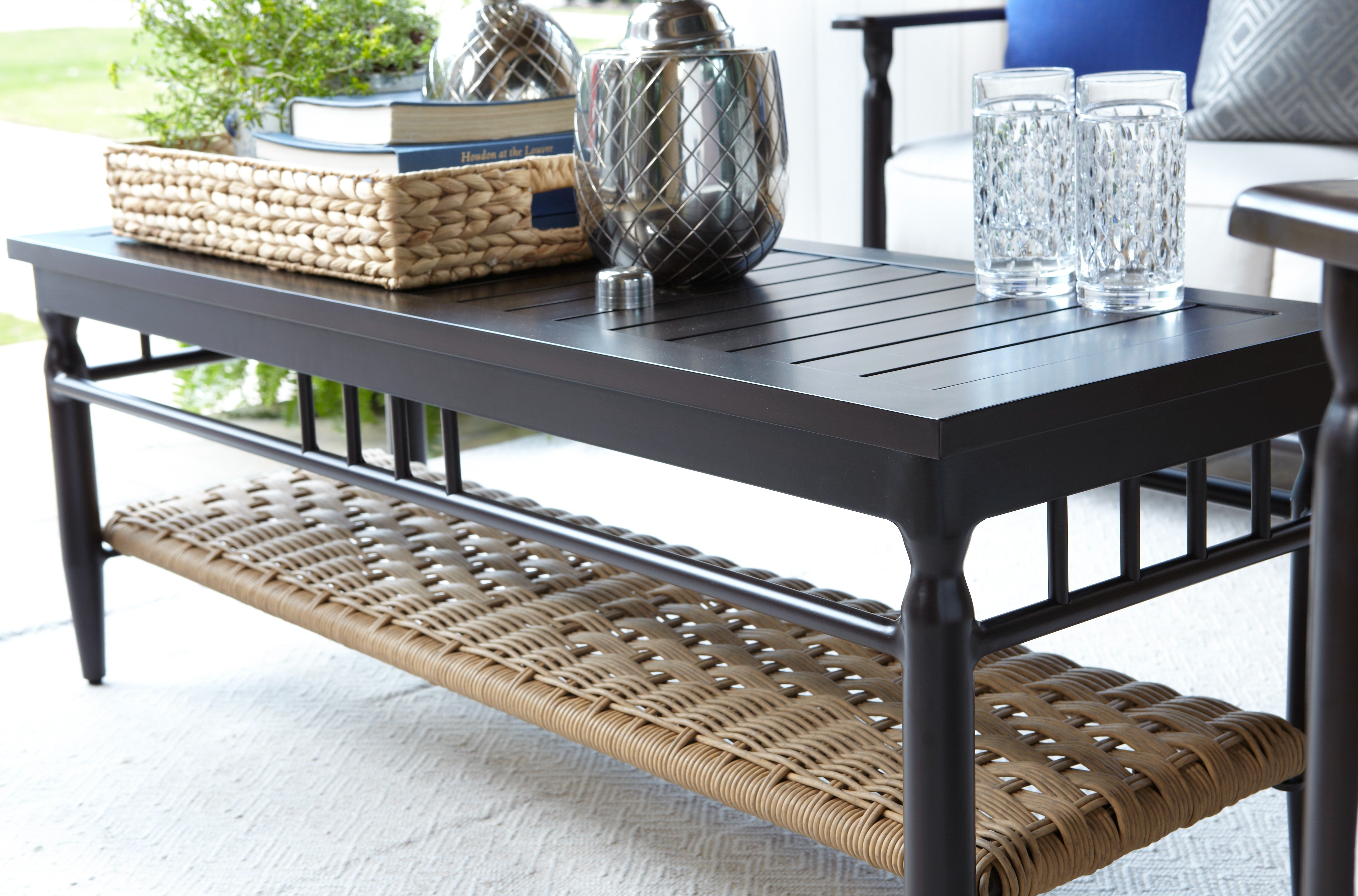 Lloyd Flanders Low Country Woven Vinyl 49" Rectangle Cocktail Table