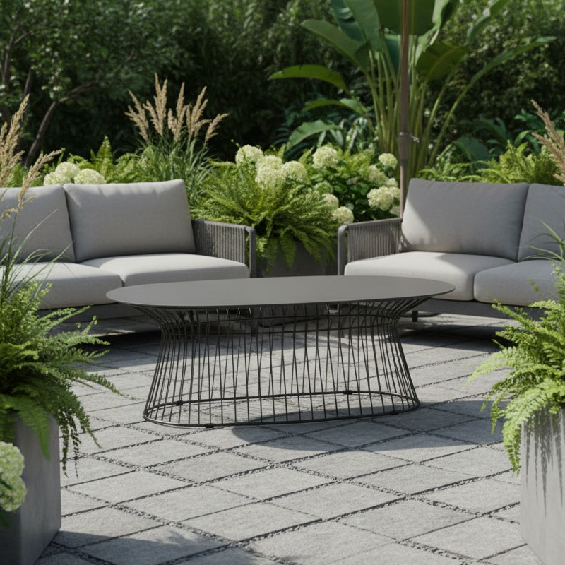 Lloyd Flanders Escape Aluminum 47.5" Oval Cocktail Table