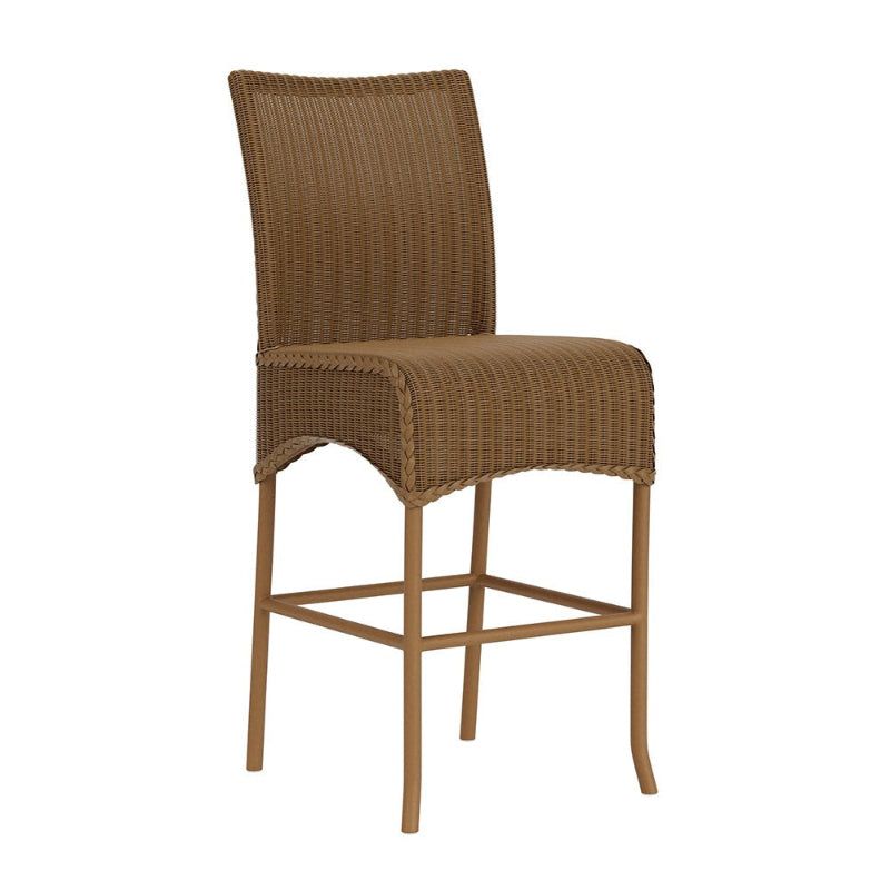 Brown wicker bar stool on a white background