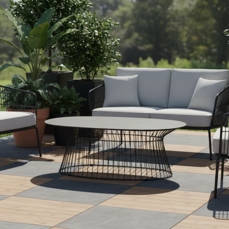 Lloyd Flanders Escape Aluminum 47.5" Oval Cocktail Table