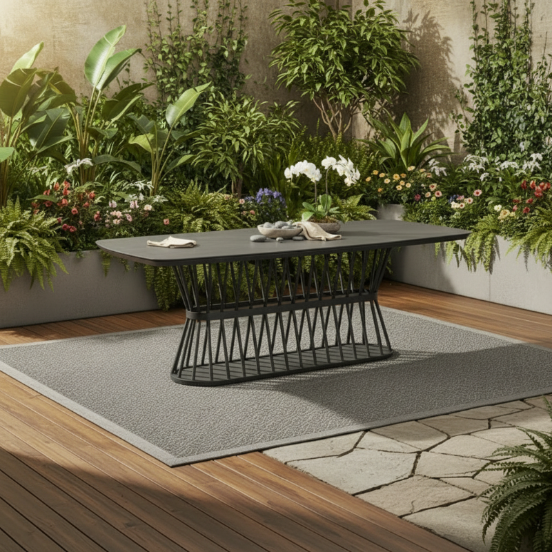 Lloyd Flanders Escape Aluminum 86.5" Boat Shaped Dining Table