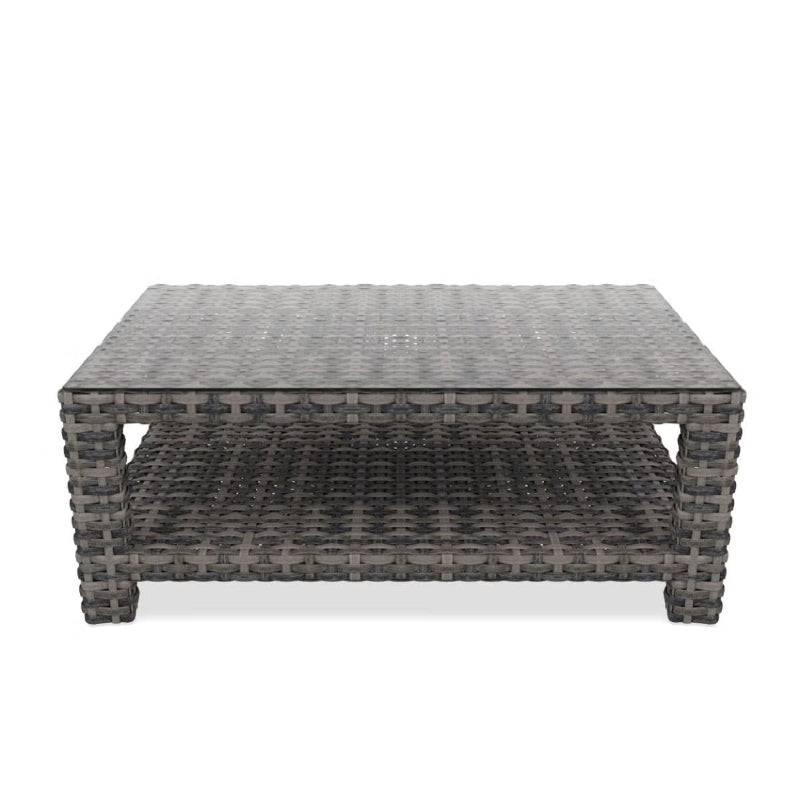 Forever Patio Cavalier Wicker Rectangular Coffee Table with Shelf & Glasstop