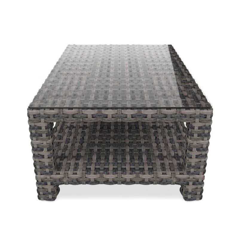 Forever Patio Cavalier Wicker Rectangular Coffee Table with Shelf & Glasstop