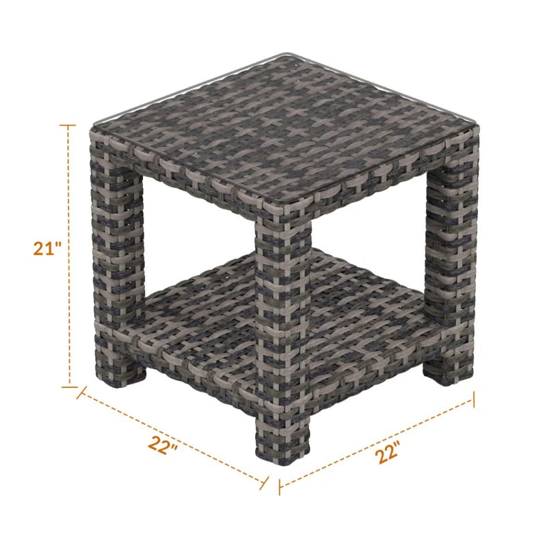 Forever Patio Cavalier Wicker End Table with Shelf & Glasstop
