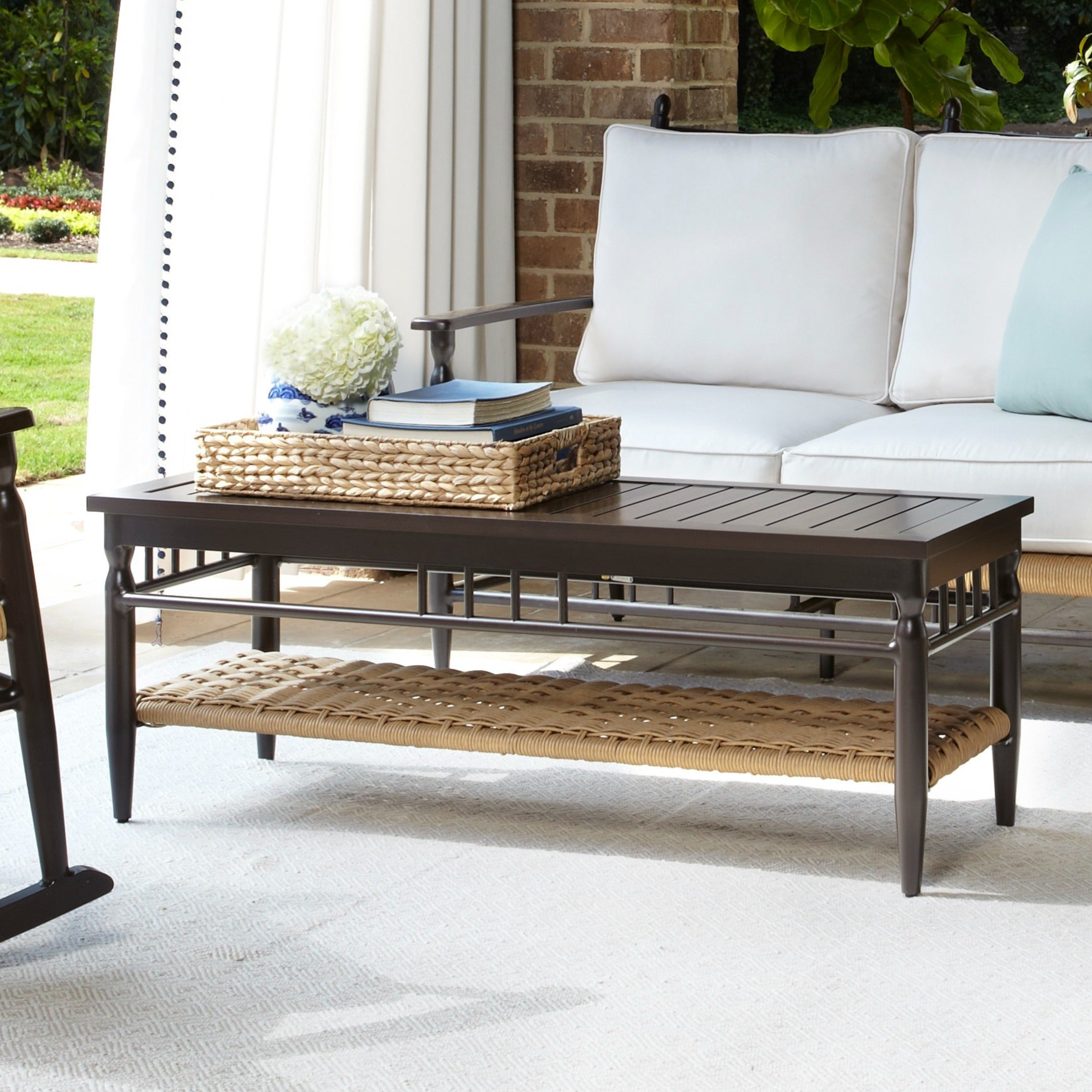 Lloyd Flanders Low Country Woven Vinyl 49" Rectangle Cocktail Table