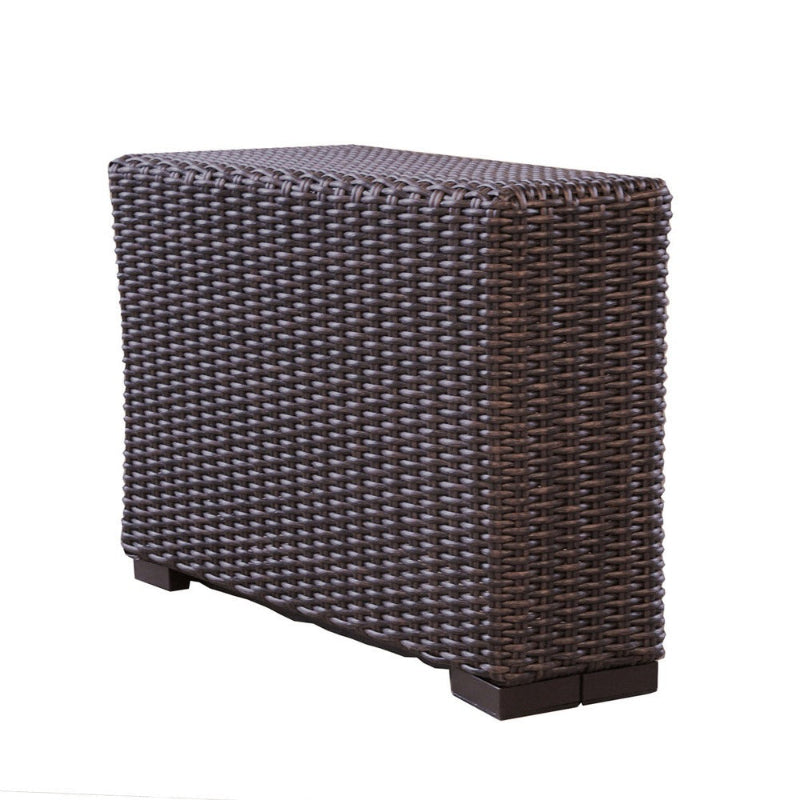Wicker side table on a white background