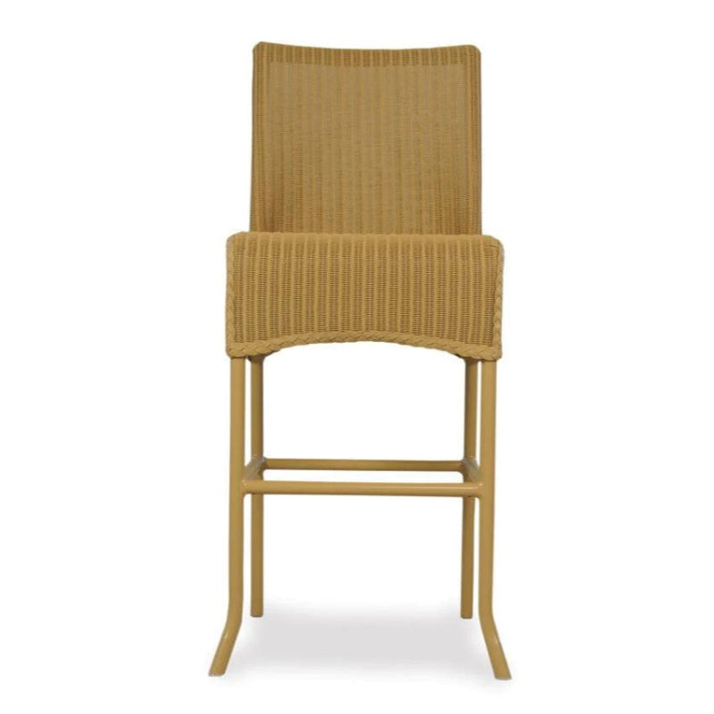 Woven chair with armrests on a white background