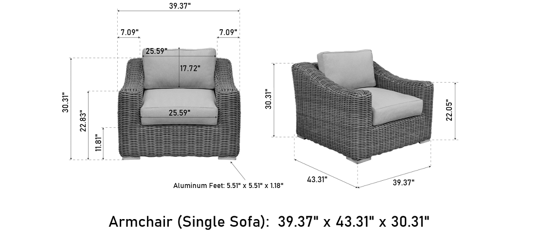 OUTSY Lana armchair dimensions