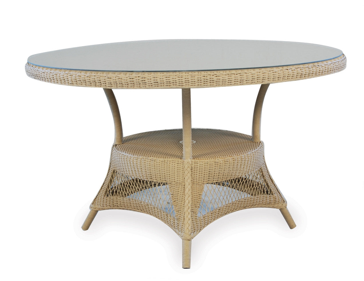 Lloyd Flanders Loom 49" Round Umbrella Dining Table