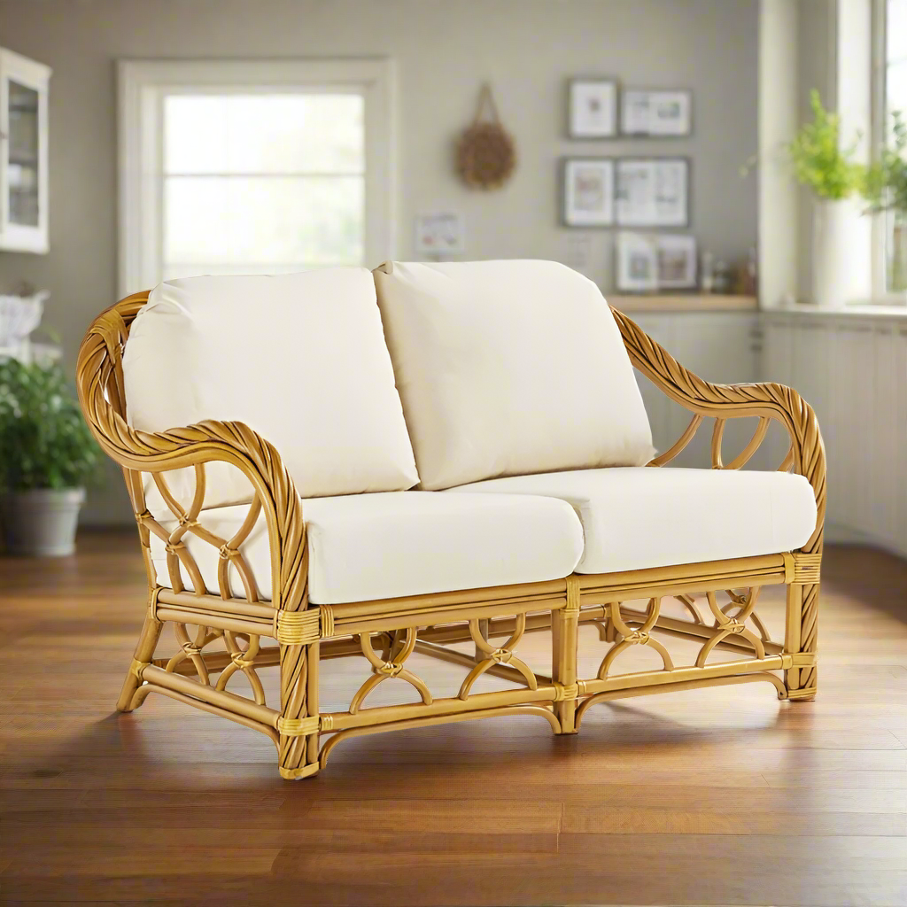 South Sea Rattan New Twist Indoor Loveseat