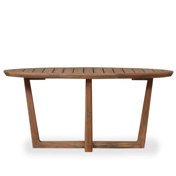 Lloyd Flanders Teak 48" Oval Sled Base Cocktail Table