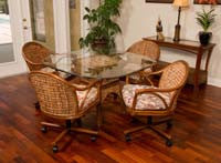 Alexander & Sheridan Panama Rattan Indoor 5 Piece Tilt Swivel Caster Dining Set